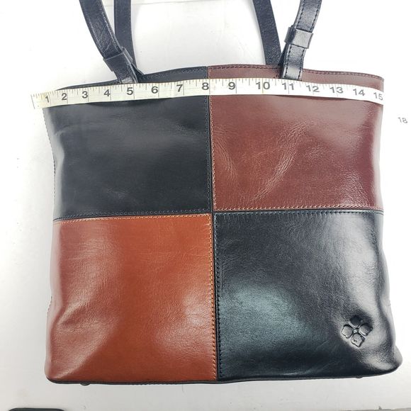 Patricia Nash Tote Bag Danville Colorblock Black British Tan Leather purse - Picture 4 of 16